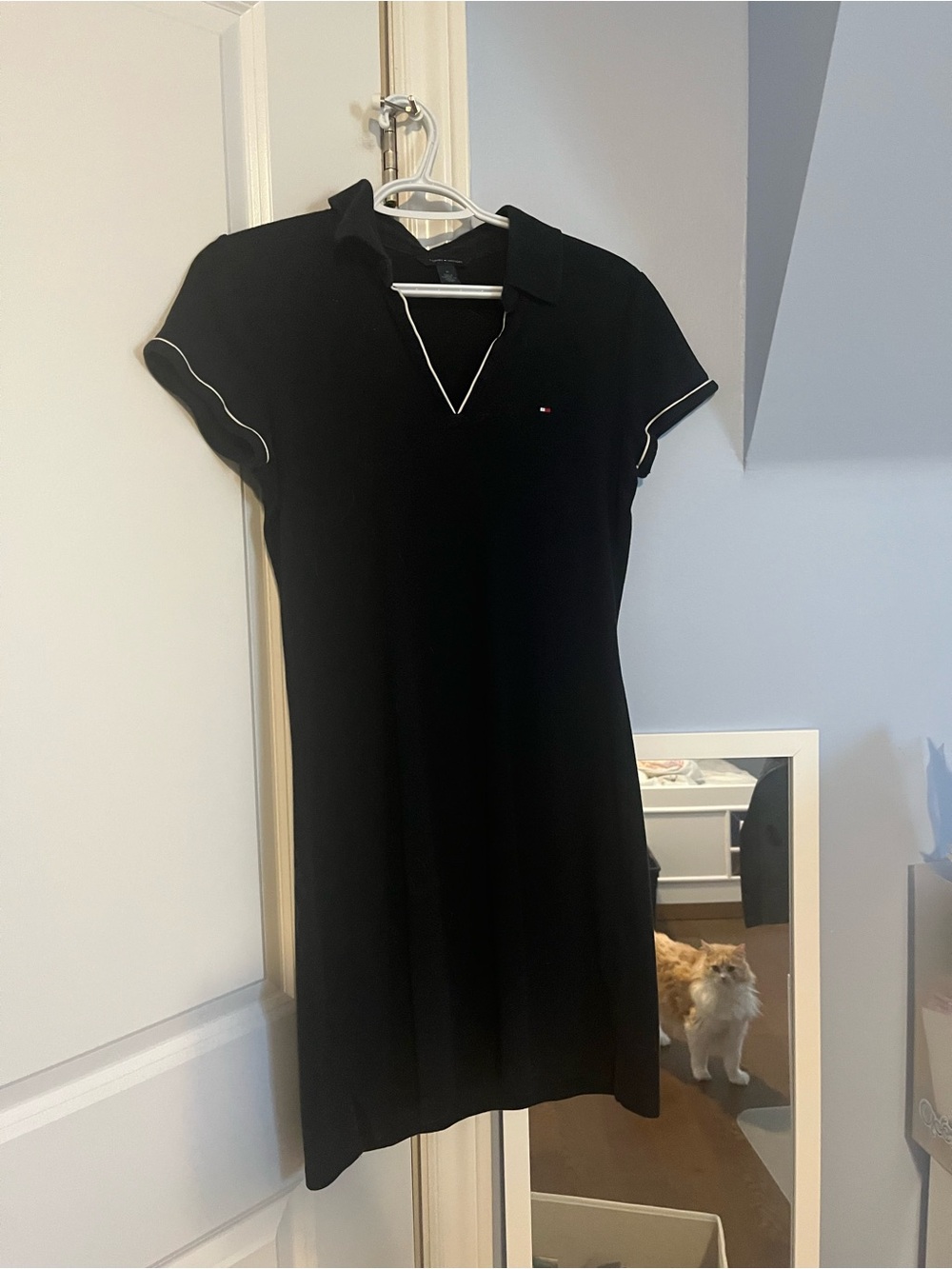 Tommy Hilfiger Black Polo Mini Dress with White Piping